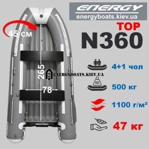 Лодка с надувным дном Energy N360 TOP НДНД: инновационный интерцептор и максимальный комфорт